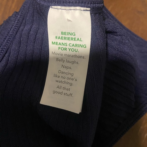 Aerie superchill XS ribbed navy blue Bodysuit top low back scoop neck lounge - Picture 3 of 4
